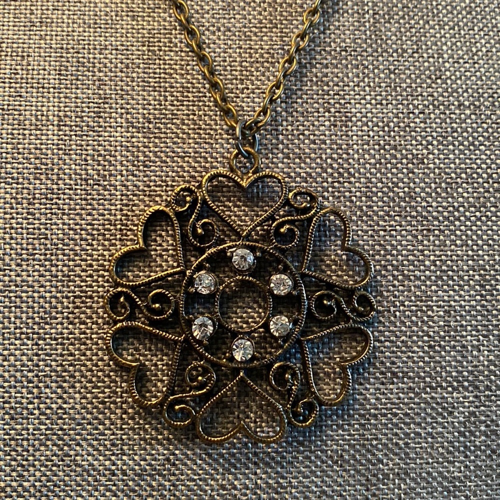 VTG Antiqued Hearts Statement Necklace